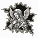 Our Lady Fátima with dragon from FCP tattoo design idea