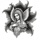 Our Lady Fátima with dragon from FCP tattoo design idea