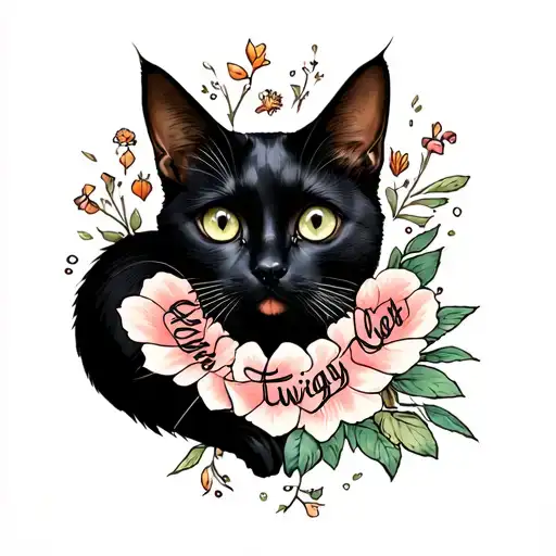 "twiggy" black cat memorial tattoo tattoo design idea