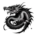 Dragon with katana tattoo design idea