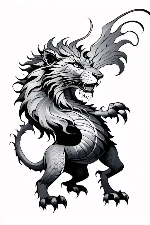 lion and dragon wrapped tattoo design idea