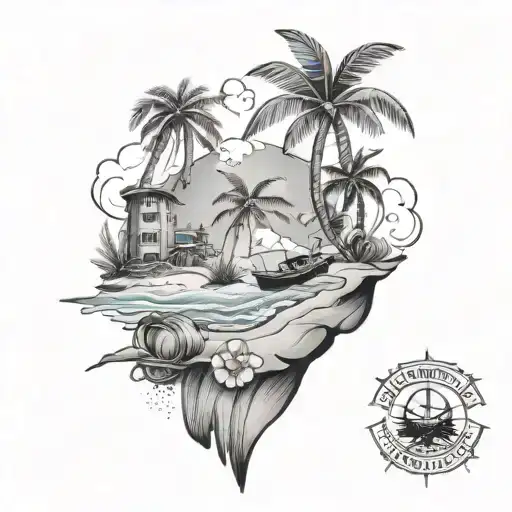 Beach and travel themed tattoo tattoo design idea