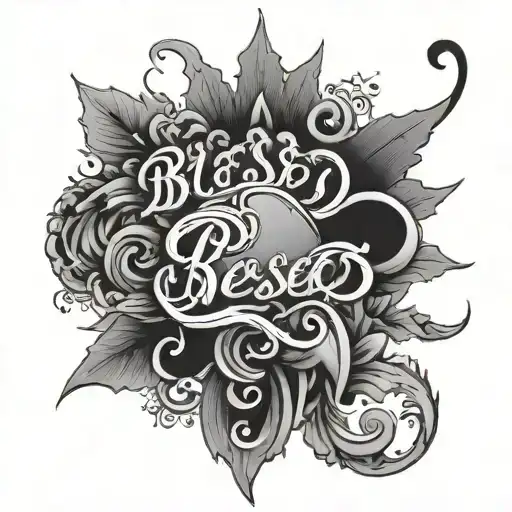 blessed written tattoo design idea