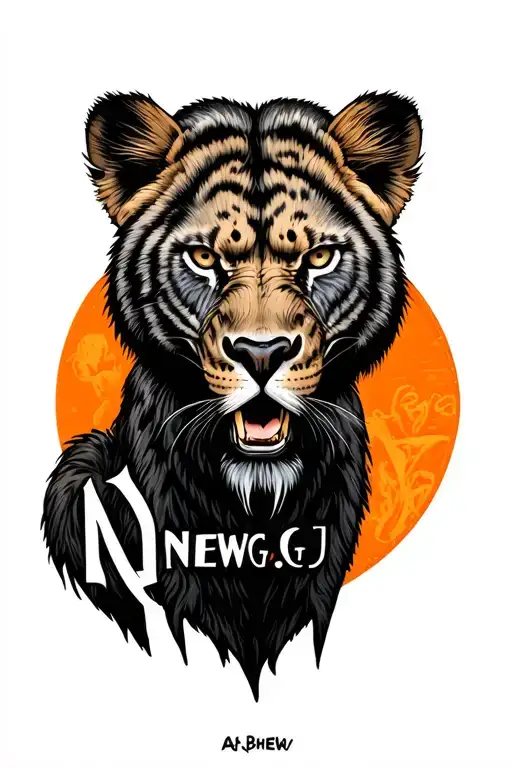 Nephew initial (A.GJ) with a aggressive animal as a backdrop  tattoo design idea