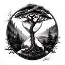 tree hourglass tattoo design idea