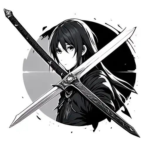 sword art online or kirito tattoo, quotes from the anime tattoo design idea