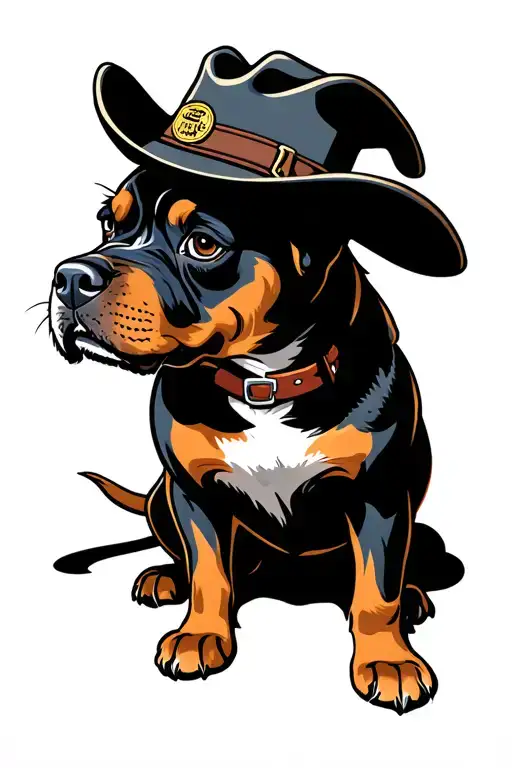 Ezekiel dog baseball cowboy hat tattoo design idea