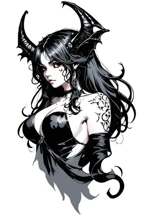 anime succubus tattoo design idea