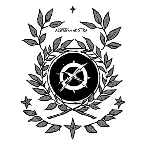 per aspera ad astra with a laurel branch and two little star tattoo design idea