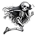 girly, running skeleton tattoo design idea