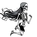 girly, running skeleton tattoo design idea