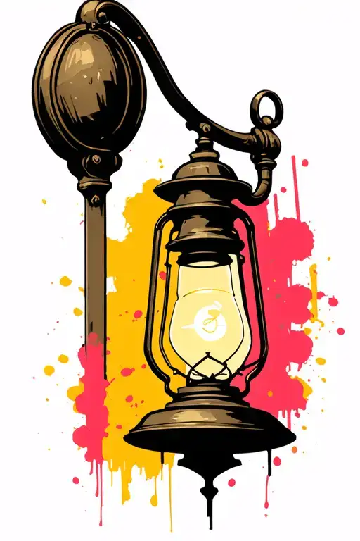 old fashioned lamp tattoo design idea