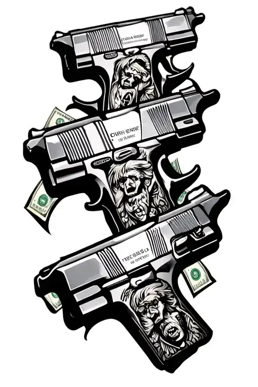 get rich or die tryin with guns money drugs tattoo design idea