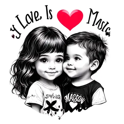 I love my grandkids Sylvia & Mason tattoo design idea
