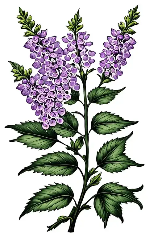 Buddleia flower with stem tattoo design idea