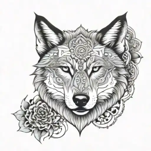wolf, mandala, sound, world tattoo design idea