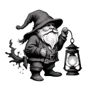 gnome holding lantern tattoo design idea
