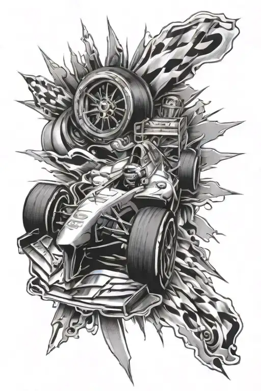 formula 1 car racing tattoo design idea