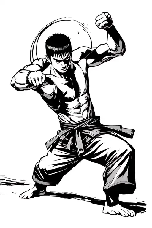 rock lee fight scene tattoo design idea