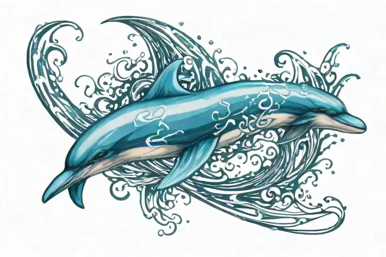 dolphin jumping through infinty sign tattoo design idea