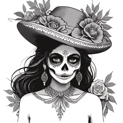 the catrina mexican woman tattoo design idea