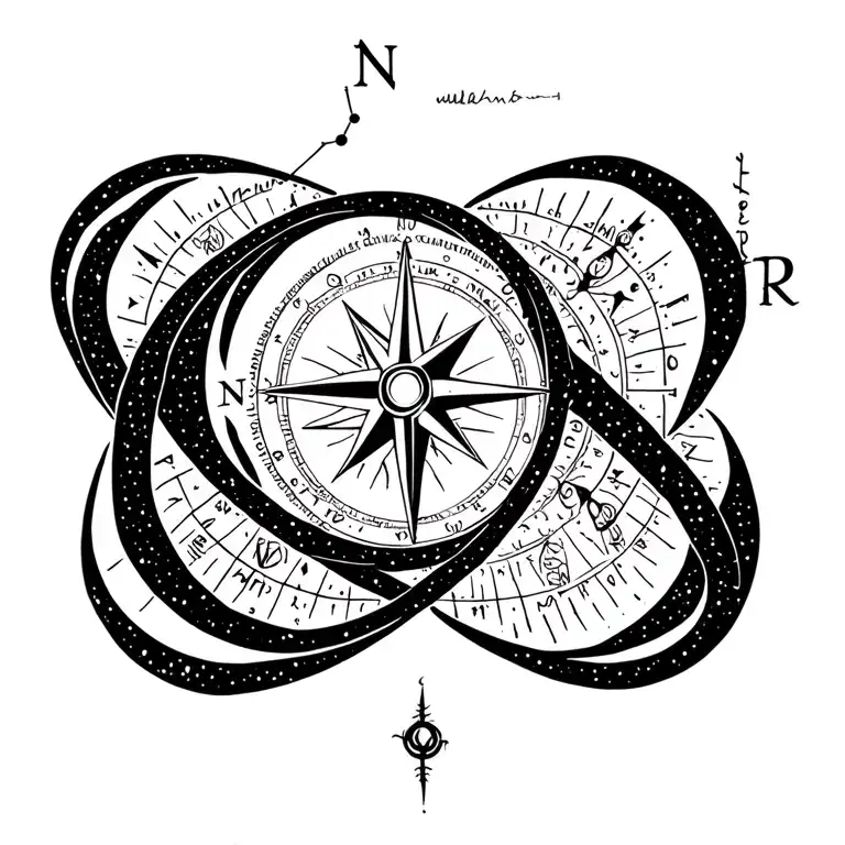 compass with zodiac constellation intertwined representing the client's tattoo design idea