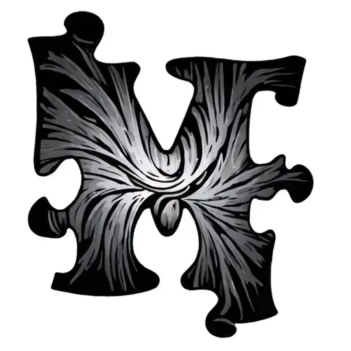puzzle piece letter M T tattoo design idea