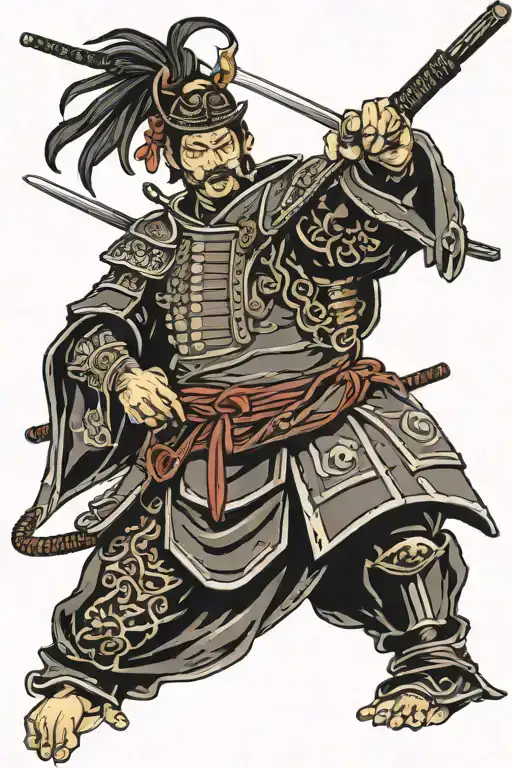 noodle in samurai armor tattoo design idea