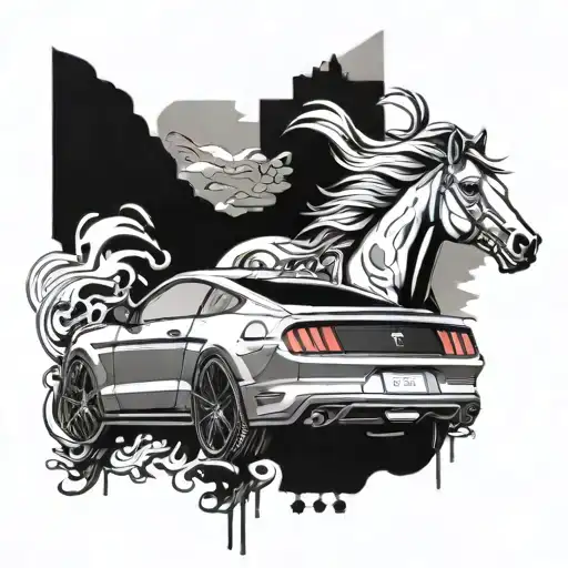 ford mustang tattoo design idea