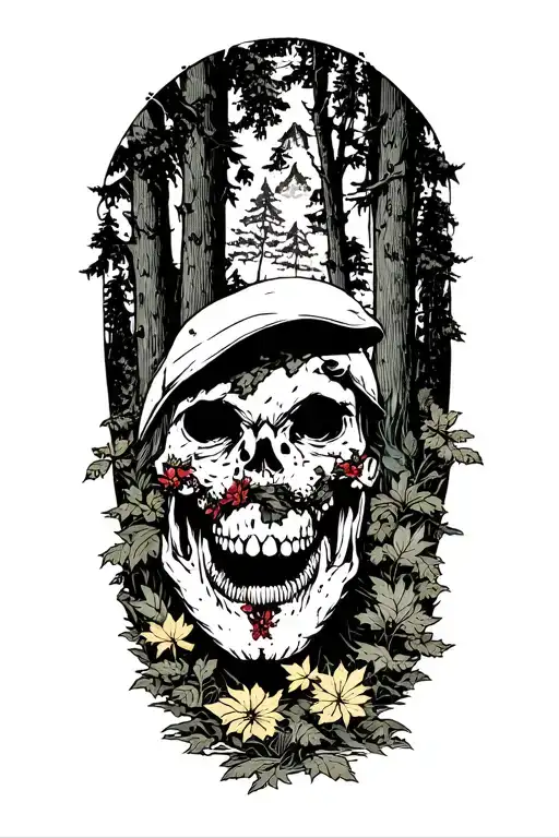 twenty one pilots walking in the woods surrounded covered in bites tattoo design idea