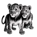 3 Lion Cubs tattoo design idea