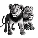 3 Lion Cubs tattoo design idea
