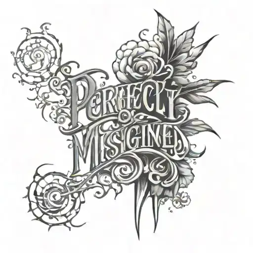 create tattoo design of text saying perfectly misaligned tattoo design idea