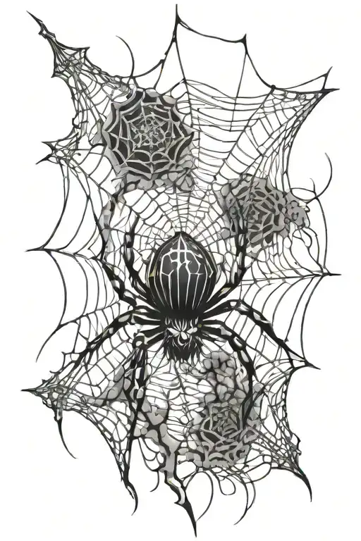gothic spider and web design tattoo design idea