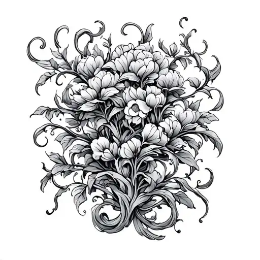 Beering shrub with tendrils tattoo design idea