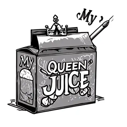 "My Queen Juice" juice box tattoo design idea