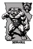 Incredible Hulk with a bulldog and a panther the state of Nebraska outline and mainline duh mural tattoo design idea