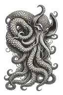 Viking octopus wrapping its tentacles tattoo design idea