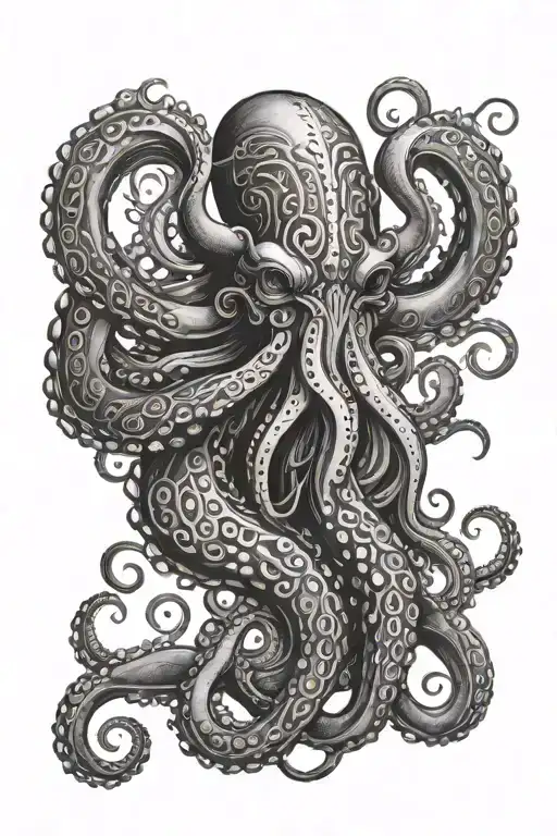 Viking octopus wrapping its tentacles tattoo design idea