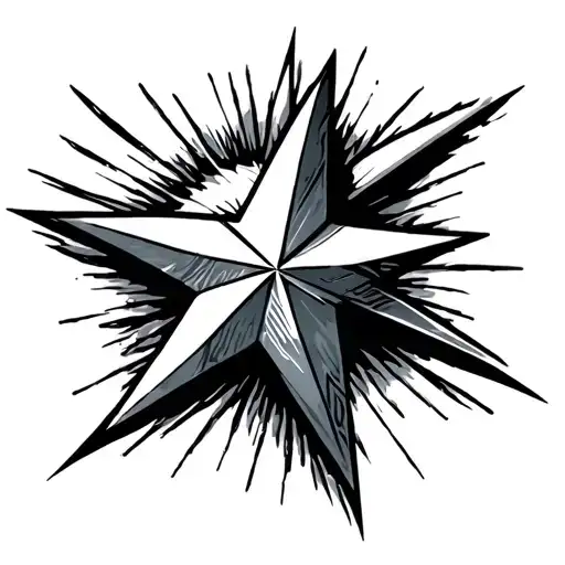 The star tattoo on the arm that has a trail that goes to the shoulder and has a y2k style tattoo design idea