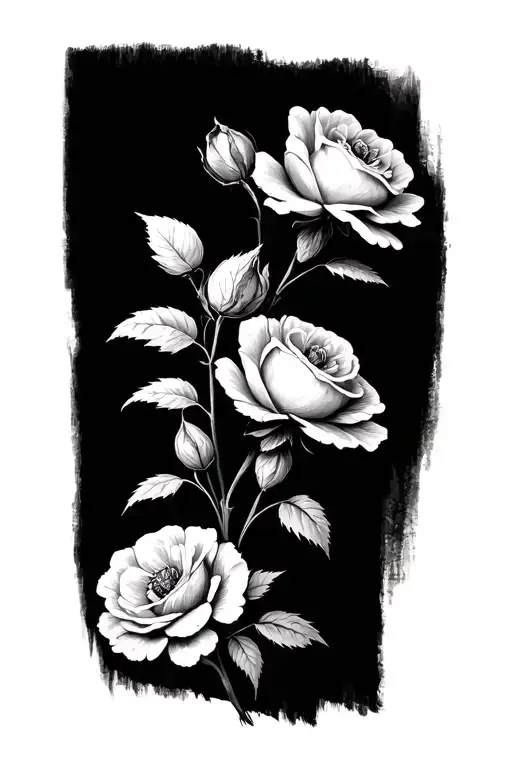 dog roses growing tattoo design idea