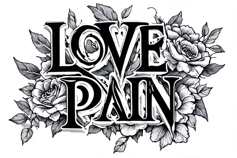 "love pain" anagram tattoo design idea
