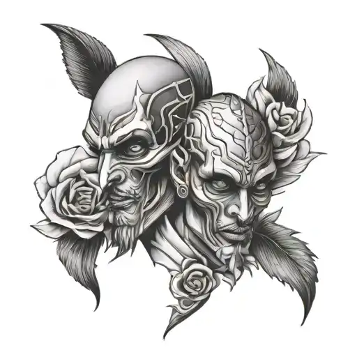 2 face tattoo design idea