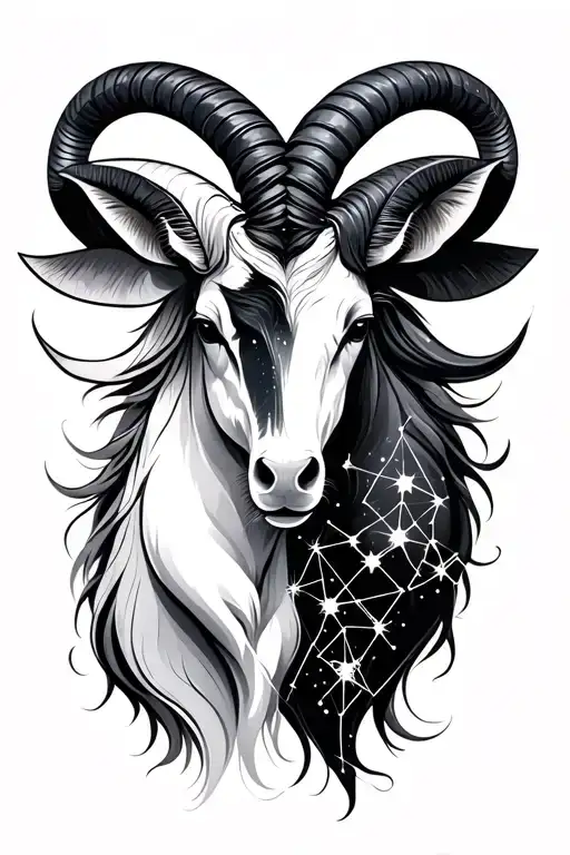 Capricorn and Aries star constellations overlapping, no animals tattoo design idea
