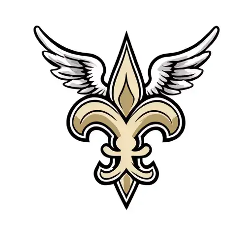New Orleans saints logo intertwined with heart and wings  tattoo design idea
