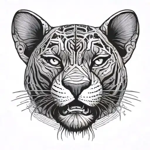 black Panther detailed line work unique for dark skin  tattoo design idea