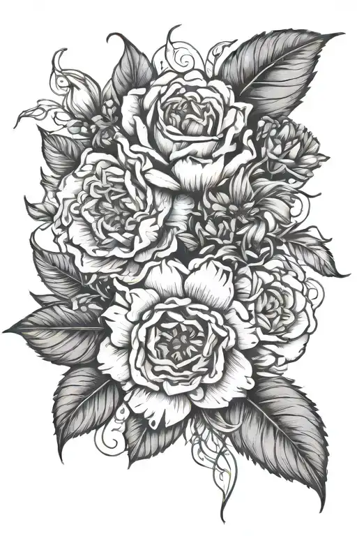 November and may birth flower intertwined tattoo design idea