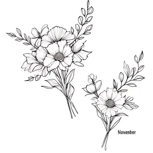 birth flower bouquet november and june  tattoo design idea