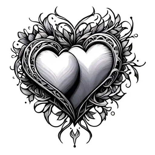 double hearts connected tattoo design idea