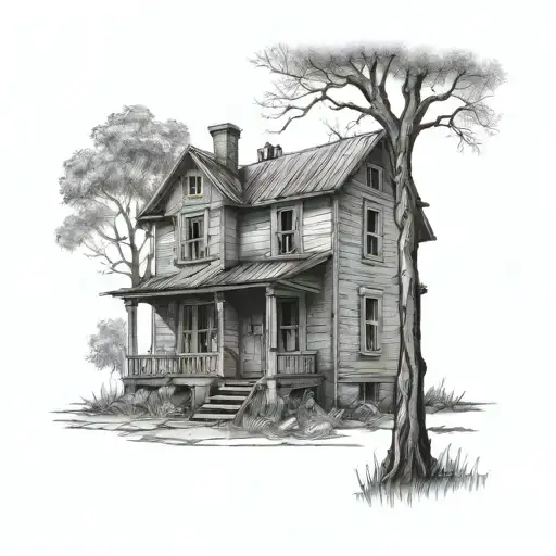 Abandoned house from Stalin's times tattoo design idea